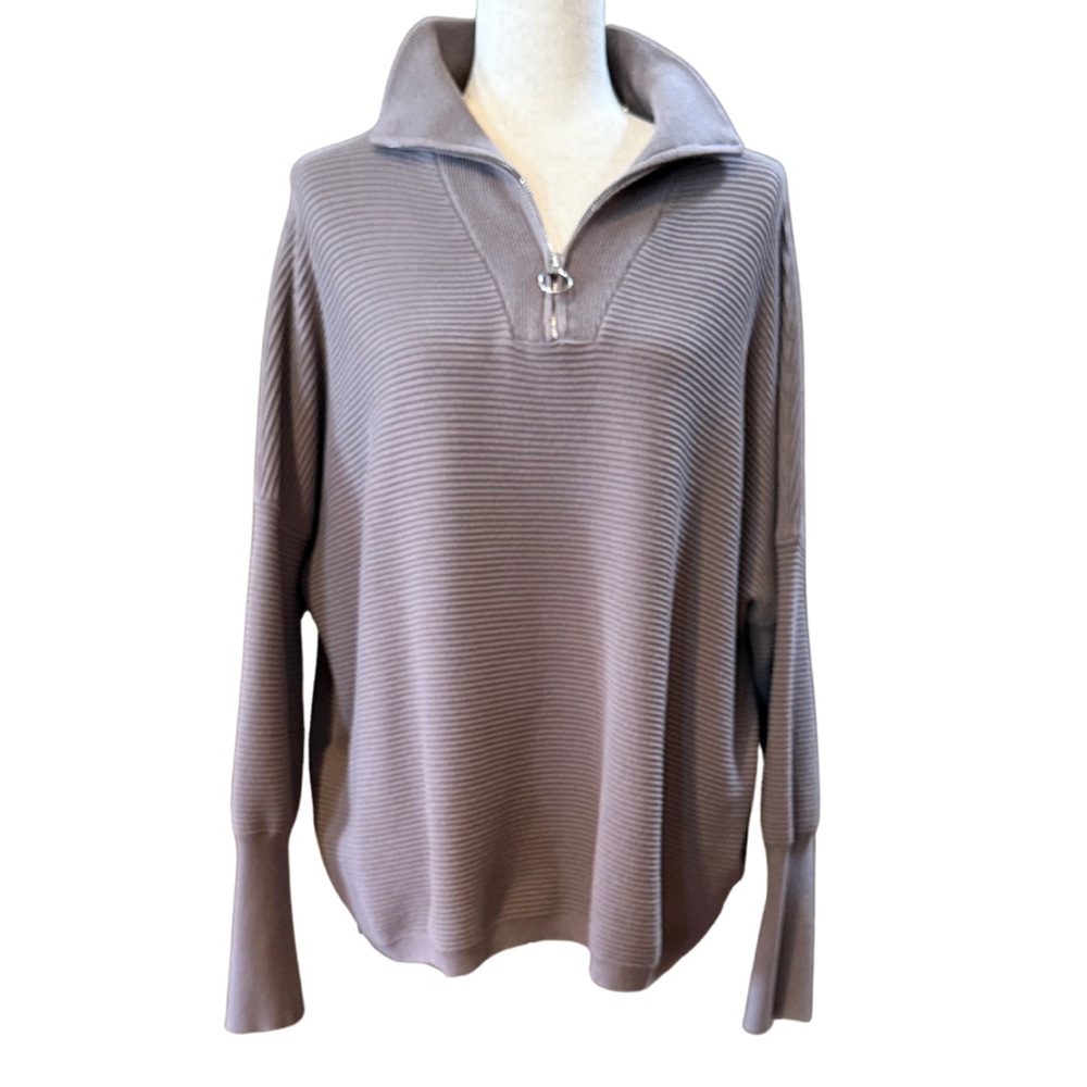 Half-Zip Loose-Fit Pullover V-Neck Sweater